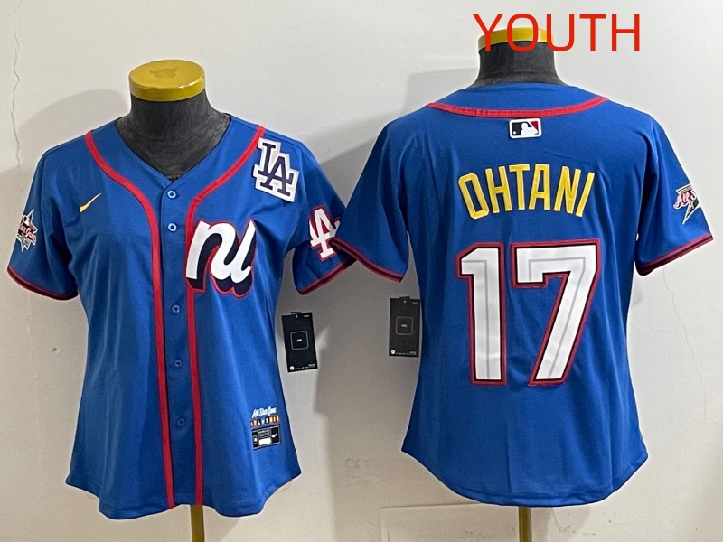 Youth 2025 Los Angeles Dodgers #17 Ohtani Blue Nike 2025 MLB All Star Jersey style 008